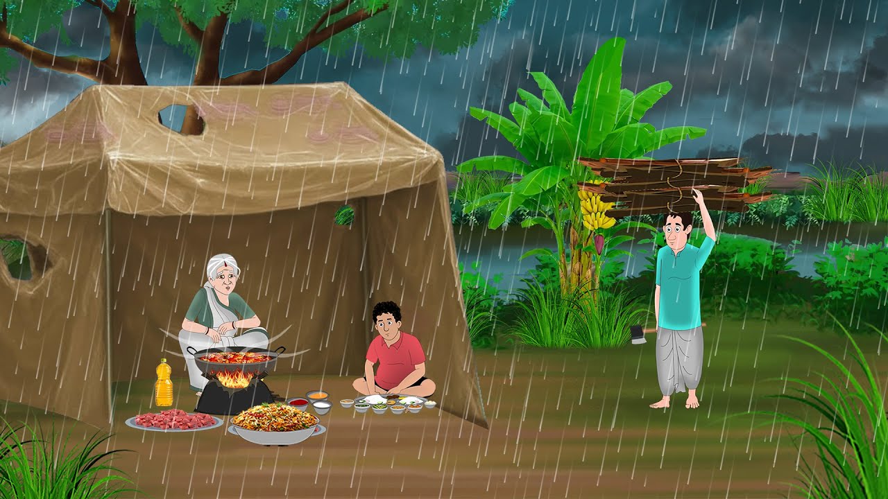 बारिश में गरीब का घर मांस का पुलाव | Hindi Story | Hindi Kahaniya | Moral Stories | cartoon story