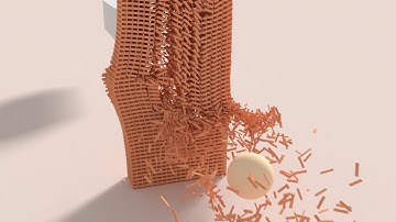 Blender Physics - 8400 KEVA Block Tower Gets Destroyed (Slo-mo)