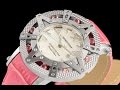 Xoskeleton 41mm Women&#39;s Superlative Star LE White MOP Dial Pink Topaz Leather Strap Watch
