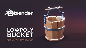 3D Modeling Process Stylised BUCKET (low poly style) in Blender 3D