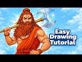 Parshuram Ji Drawing, How To Draw Lord Parshuram, Parshuram Jyanti Art, Step By Step Tutorial