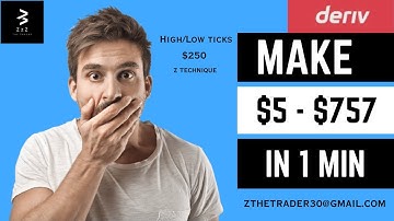 $5 - $757 🔥 🤯in just 1min | Z technique | High/Low tick | Deriv.com | Babz