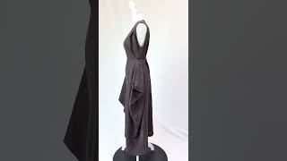 MM Sohn, Brown Panelled Button Waist Shaped Midi Hem SLess Linen Dress WTie Waist, Size S, $189