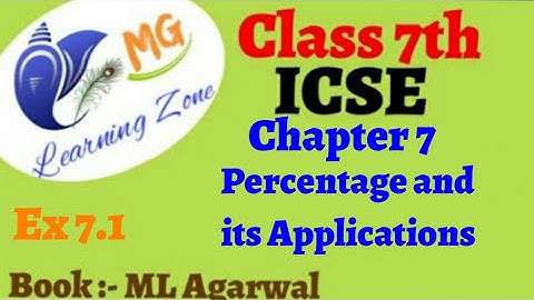 Class 7th l Chapter :- 7 Percentage and its Applications l Exercise 7.1 l ML Agarwal