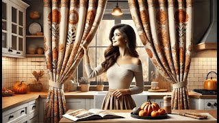 🎃 CINEKER Fall Stripe Orange Pumpkin Autumn Kitchen Curtains | Best Autumn Kitchen Curtains 🍂