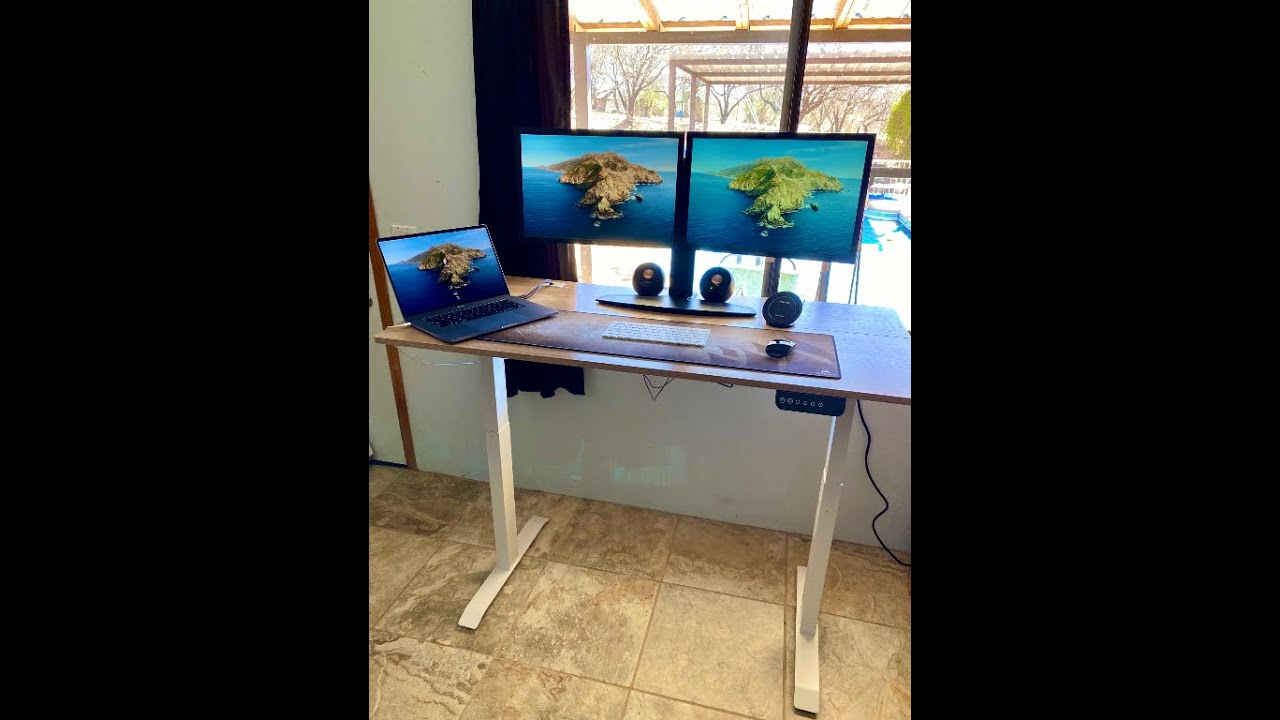 SHW Electric Height Adjustable Standing Computer Desk Assembly [2021