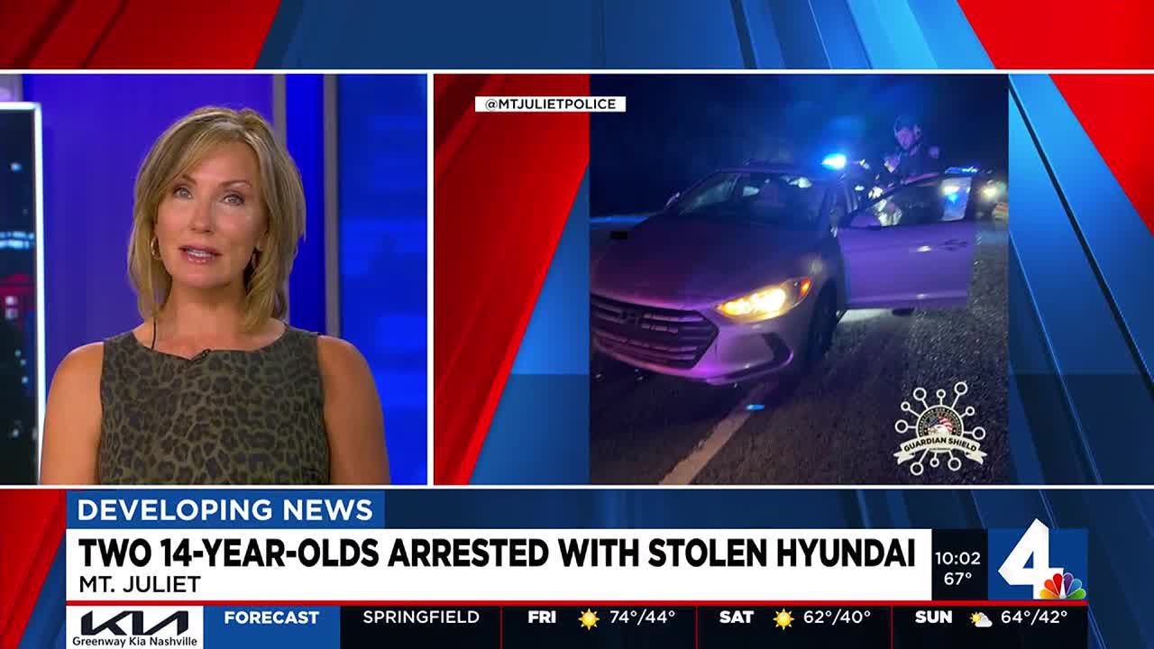 Two 14-year-olds arrested with stolen Hyundai - YouTube