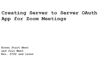 Creating Server to Server OAuth App for Zoom Meetings | SALES.HOVEN@GMAIL.COM