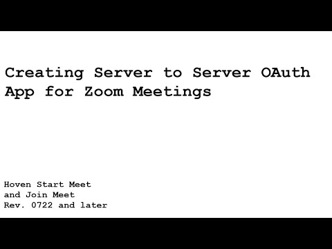 Creating Server to Server OAuth App for Zoom Meetings | [email protected]