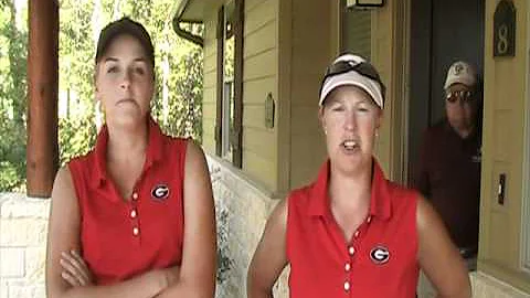 Emile Burger and Coach Kelly Hester (Georgia) talk...