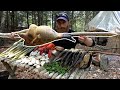 Primitive Cooking Wild Bird, Cattails Over Fire! | 100% Wild Food Survival Challenge