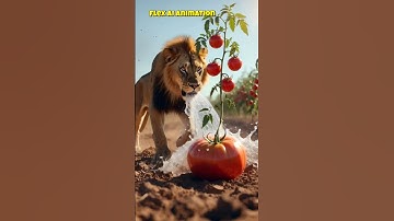 The lion saved the tomato plant from drying up by watering it 😭#ai #tree #save #water