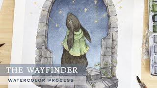 Watercolor Painting Process - The Wayfinder (Black Rabbits of Hy-Brasil)