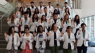 Physician assistant graduates from the betty irene moore school of
nursing at uc davis celebrate a milestone in their career by reciting
pa oath.