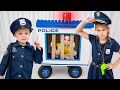 Cinq enfants attrapez un voleur dans une voiture de police  plus de chansons et de vidos pour enfants