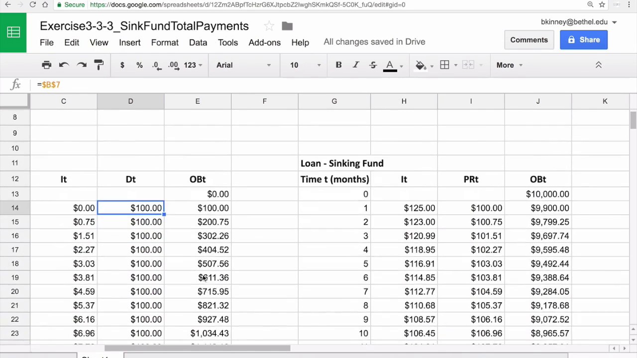 Actuarial Exam 2 Fm Prep Total Payments For A Loan With Sinking Fund More Spreadsheet Usage