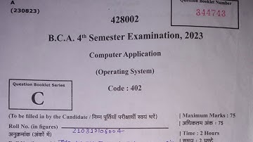 Answer key BCA-4TH Sem|| Operating system ||Exame 2023 Maa sakumbhari University #answerkey #_exam