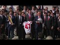 Vice President JD Vance drops Ohio State's national championship trophy at White House event