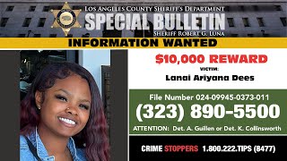 Homicide Announce $10k Reward for Info leading to those responsible for the murder of Lanai Dees