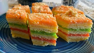 Venetian Custard Rainbow Layered Cake | Princess Cake | Custard Cake Recipe