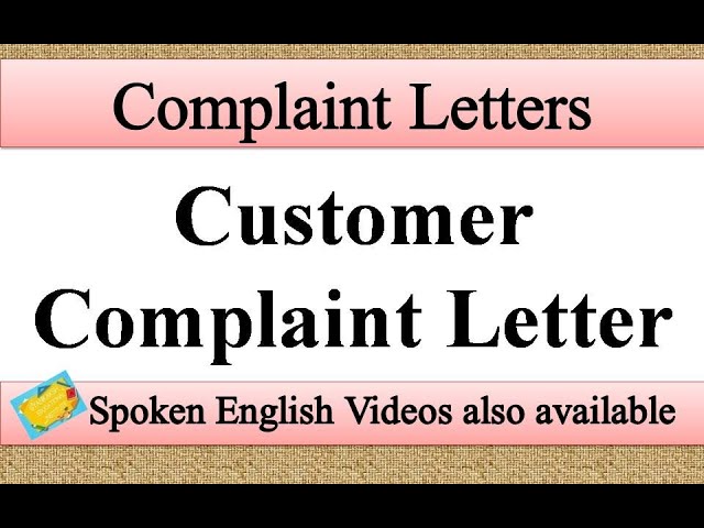 Write A Customer Complaint Letter | Complaint Letter English - Youtube