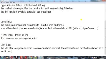 HTML Links   Hyperlinks,Local Links,Link Titles,External Paths Lesson=14