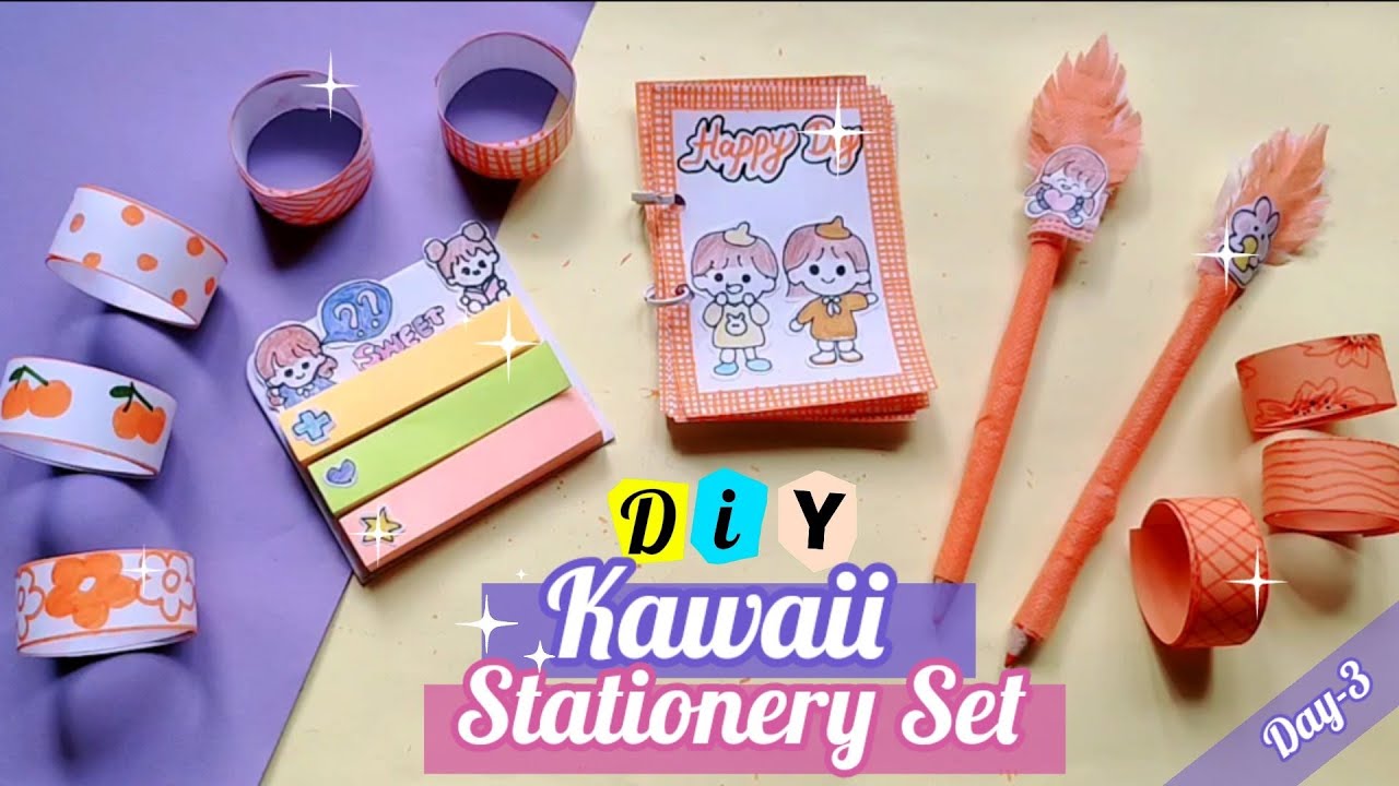 Day-3)How to make kawaii stationery set /DIY stationery set  #7daysstationerysetchallenge 