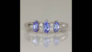 ESTATE - 14K White Gold Marquise Brilliant Cut Tanzanite and Diamond Ring