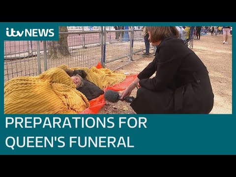 Crowds expected to descend on london for queen's funeral as people set up camp overnight | itv news