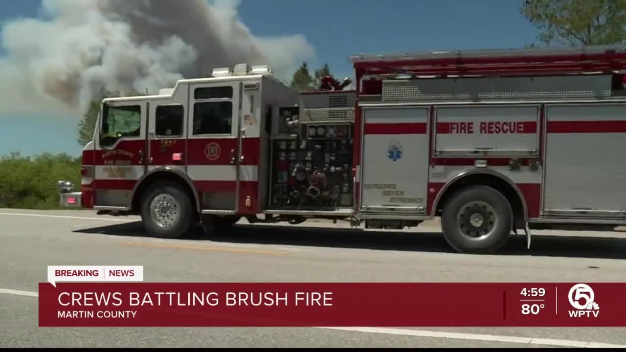 Crews battling brush fire in Martin County - YouTube