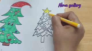 اسهل طرق رسم شجرة كريسماس|| رسم سهل ||كريسماس 2022