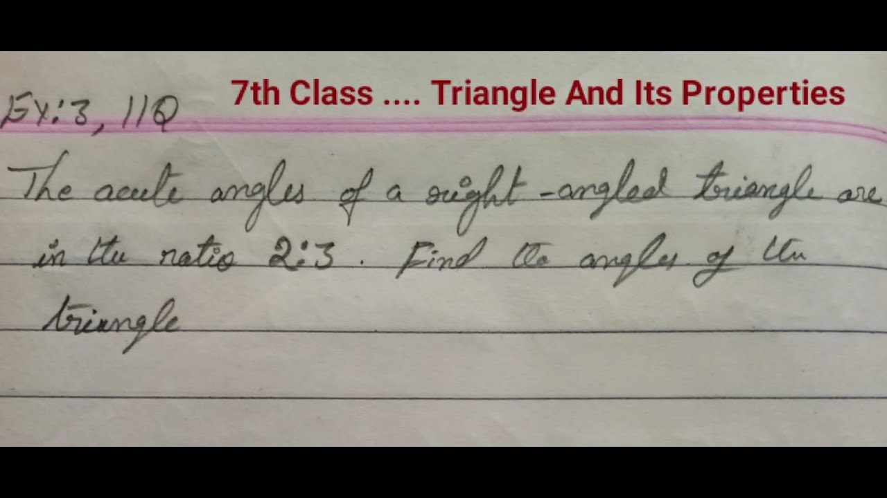 The acute angles of a right angled triangle are in a the ratio 2:3, Find the angles of the triangle