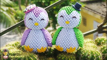 3d origami penguin tutorial , mini size | DIY paper  penguin home decoration, souvenir making