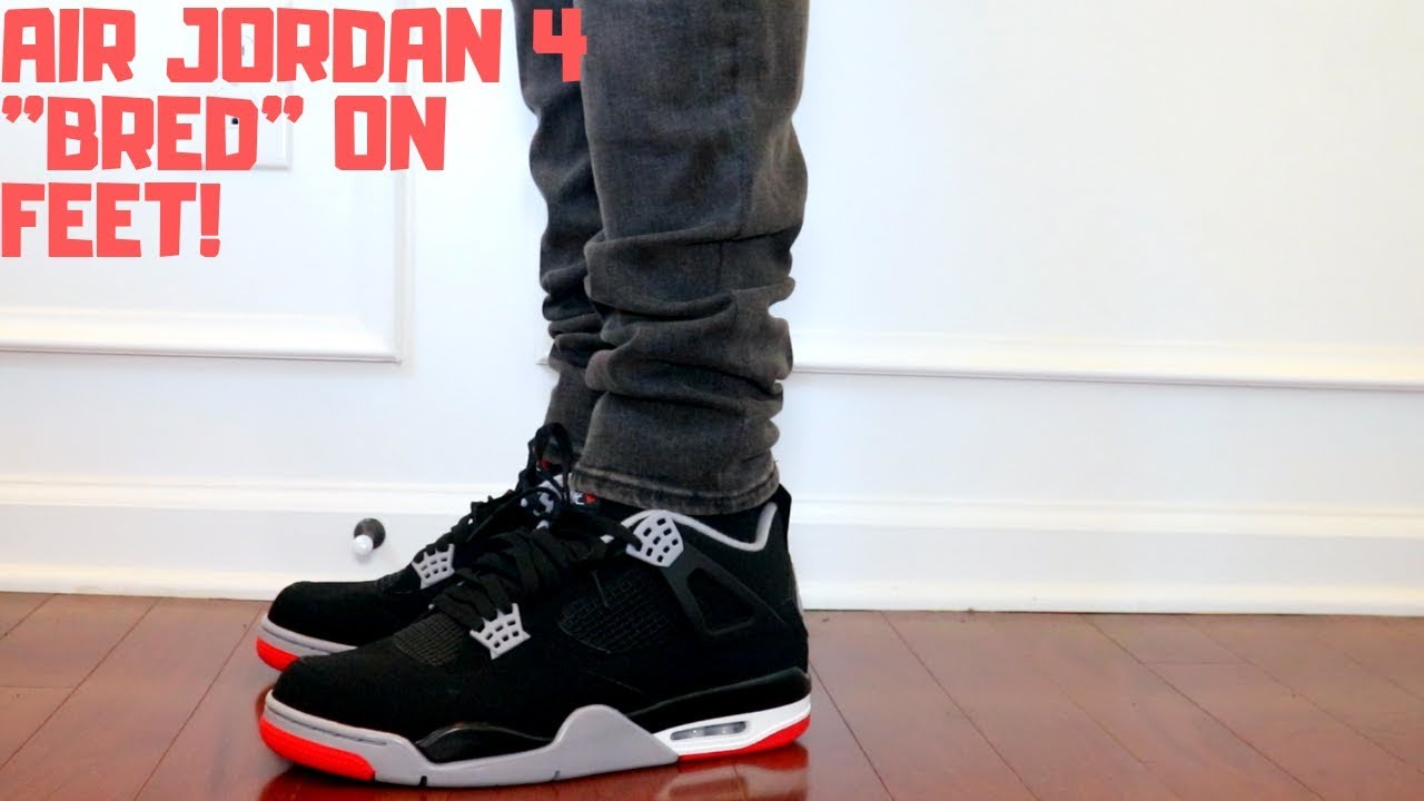 jordan 4 bred on foot