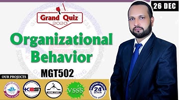 Grand Quiz MGT502 | MGT502 - Organizational Behavior Grand Quiz | Fall 2020