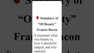Of Beauty Summary