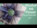 109  Alcohol Ink flower painting with a Glitter Glue Center Will be perfect for a card.