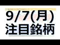 【9月7日(月)の注目銘柄】本日の株式相場振り返りと明日の注目銘柄を解説