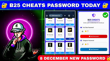 b25 cheats password today🔑 free fire B25 chat new password🔑 8 December new password b25 cheats 