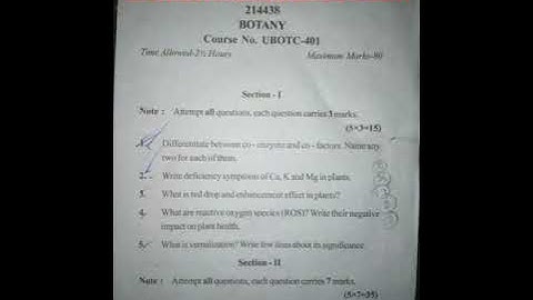 JAMMU UNIVERSITY SEM 4 Botany paper