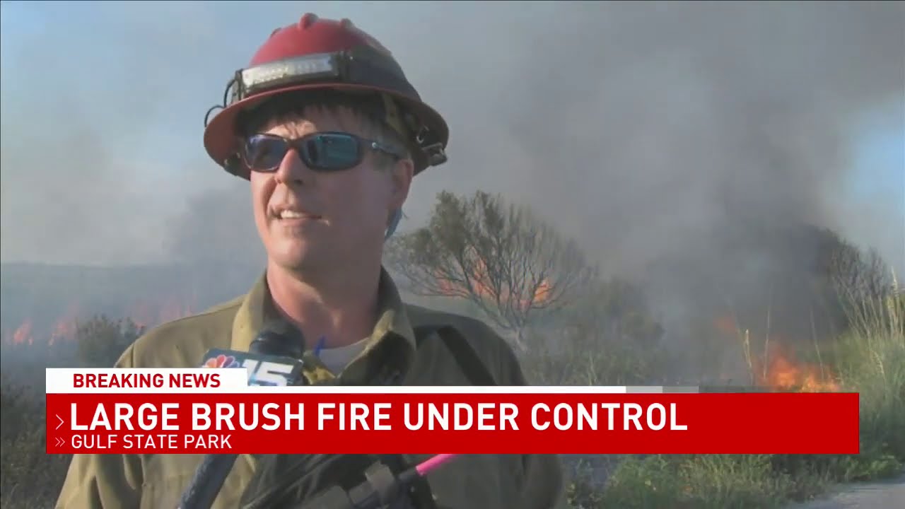 Crews battle large brush fire at Gulf State Park - NBC 15 WPMI - YouTube
