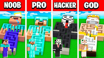 Minecraft - NOOB vs PRO vs HACKER vs GOD STATUE MAZE HOUSE Build Challenge in Minecraft - Animation!
