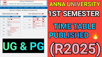 Anna University 1st Semester (R2025) Time Table Published🔥#annauniversity #regulation2025 #r2025 #au