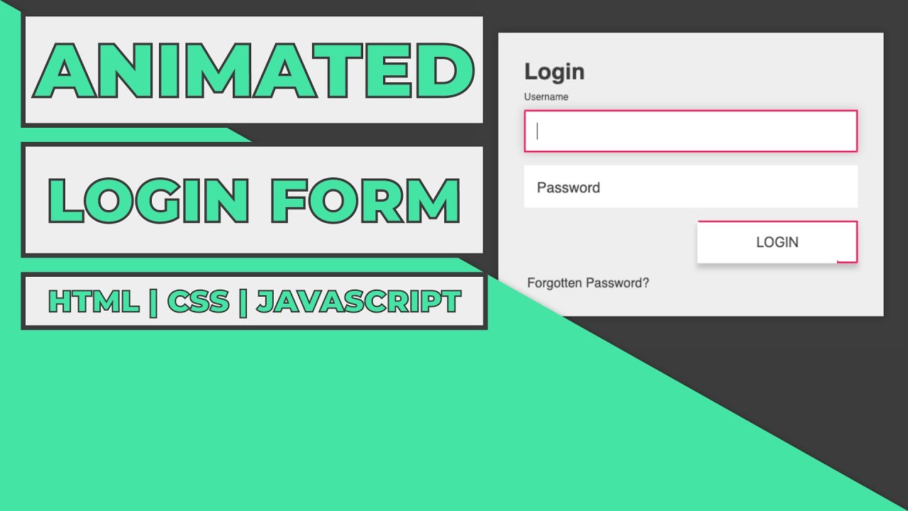 Animated Login Form Using HTML, CSS & Javascript tutorial