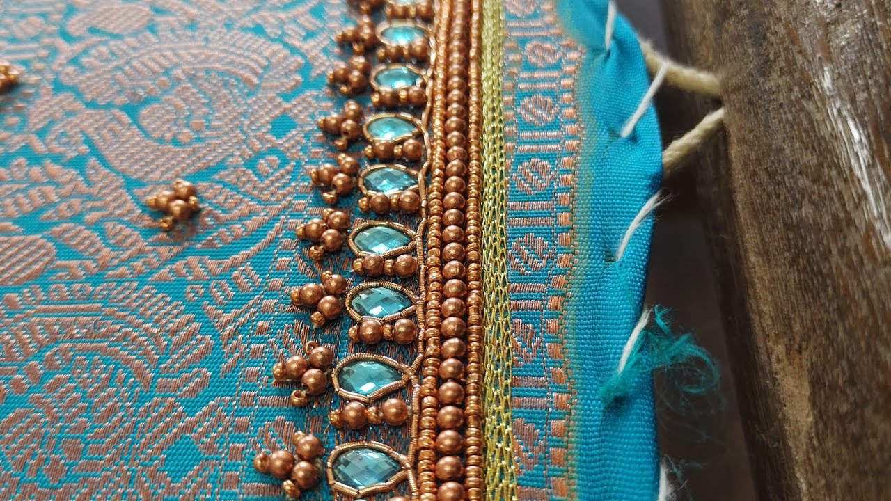 Simple aari work | blouse sleeves design | aari tutorial | maggam work ...