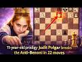 11-year-old prodigy Judit Polgar breaks the Anti-Benoni in 22 moves | Amazing Game |