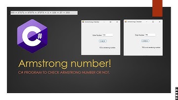 C# program to check given number is armstrong number or not.| Armstrong number in c#.#CSHARP_PROGRAM