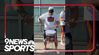 Denver Broncos&#39; Stampede drum line performs at 2024 new jersey celebration