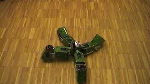 YaMoR modular robot, quadruped configuration, optimised CPG parameters