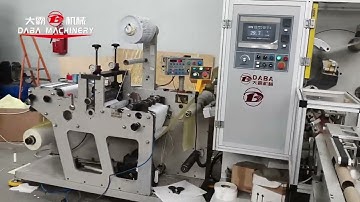 Non-stop 4 Spindles Adhesive Sticker Label Turret Rewinder Machine with Automatic Paper Core Feeder